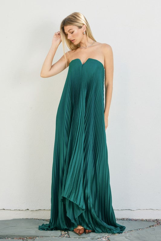 Pleated Emerald Dress