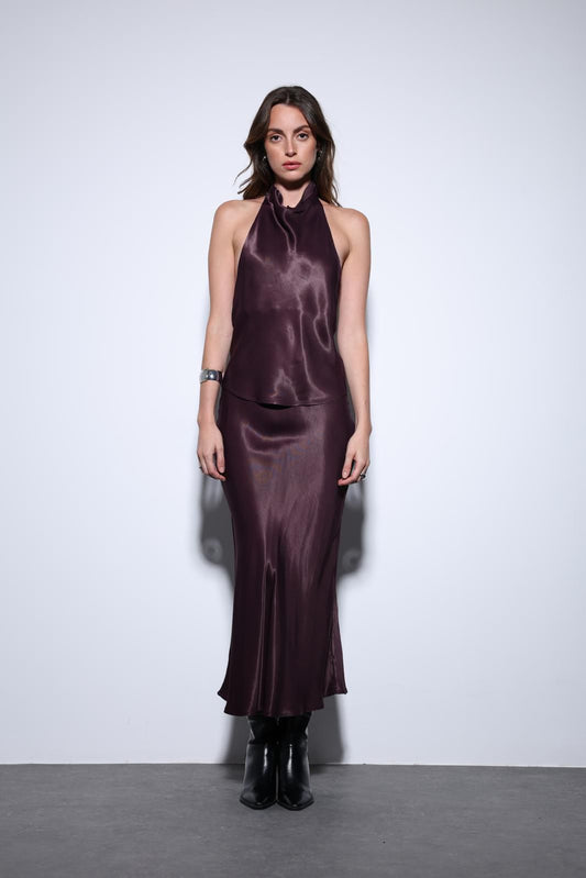 Maroon Satin Top