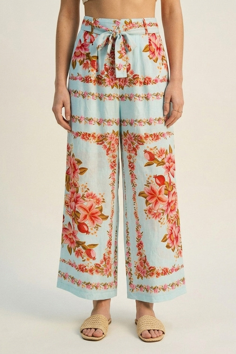 Floral blue pants