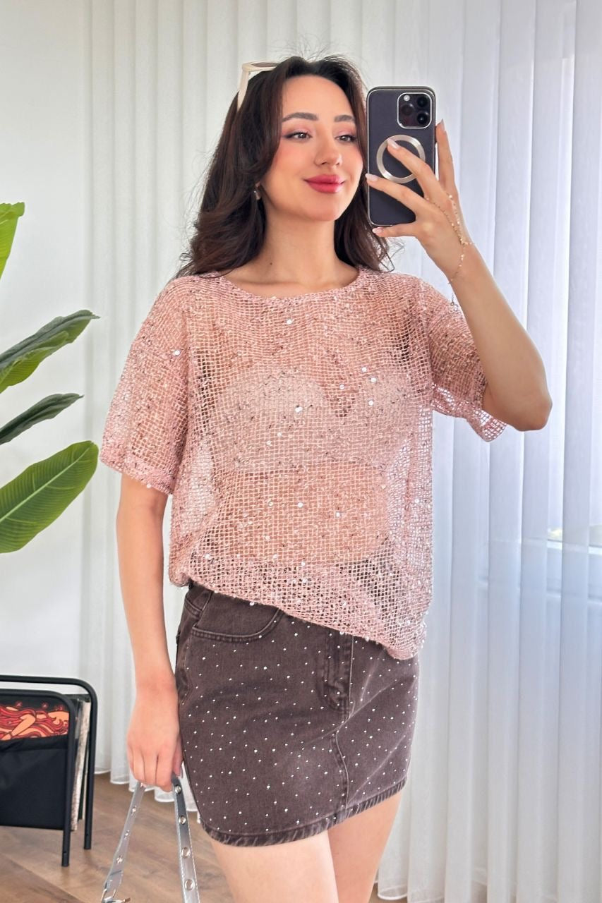 Rose Shimmer Top