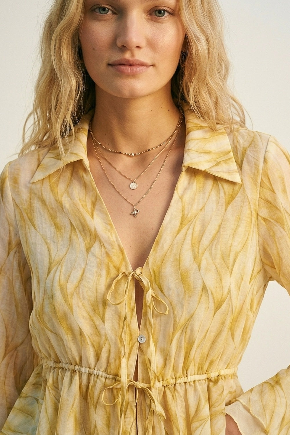 Yellow sheer blouse