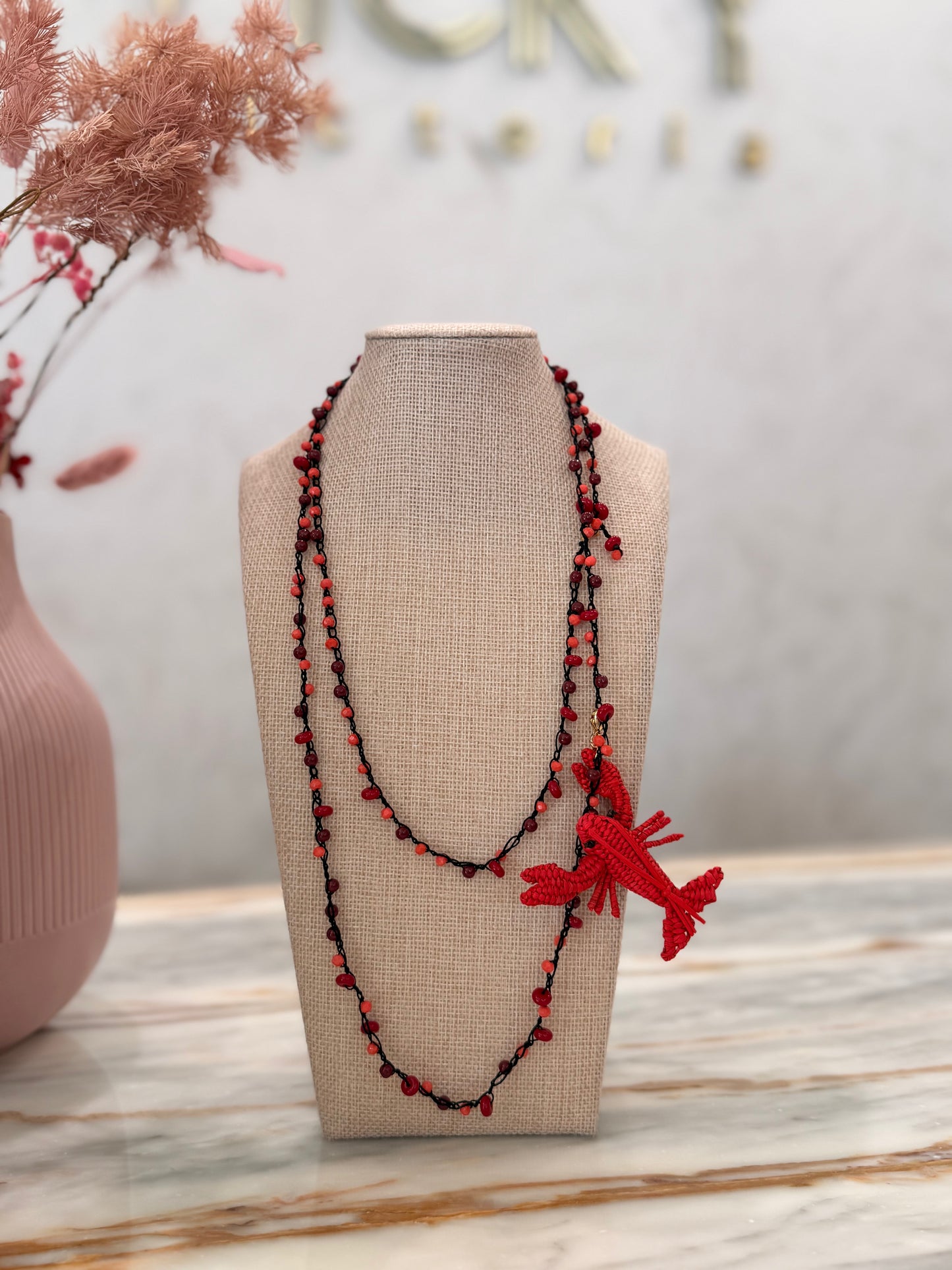 Long woven necklaces