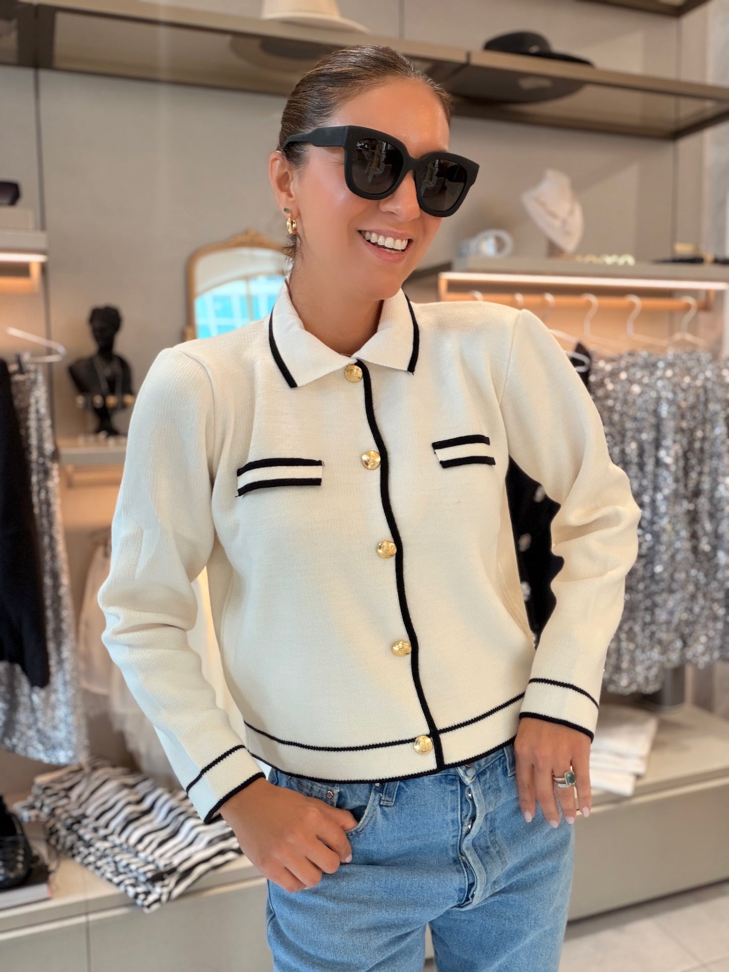 White Striped Cardigan