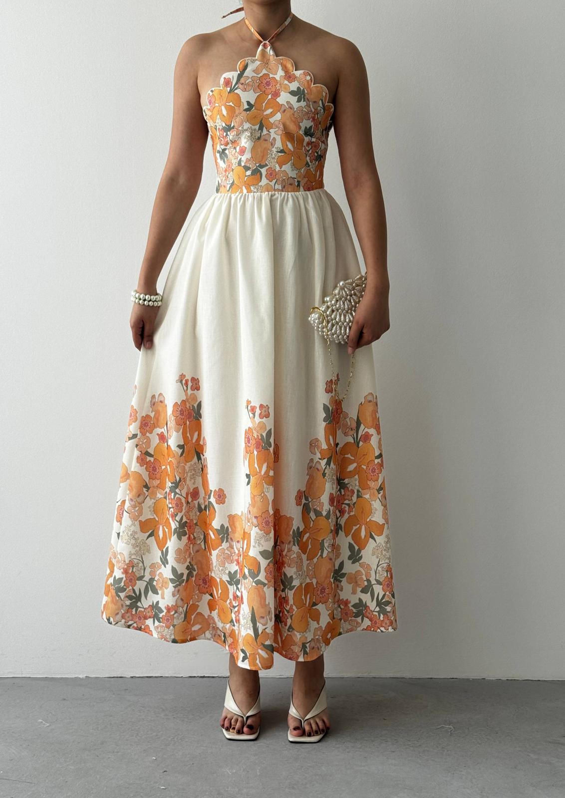 Scalloped floral dress