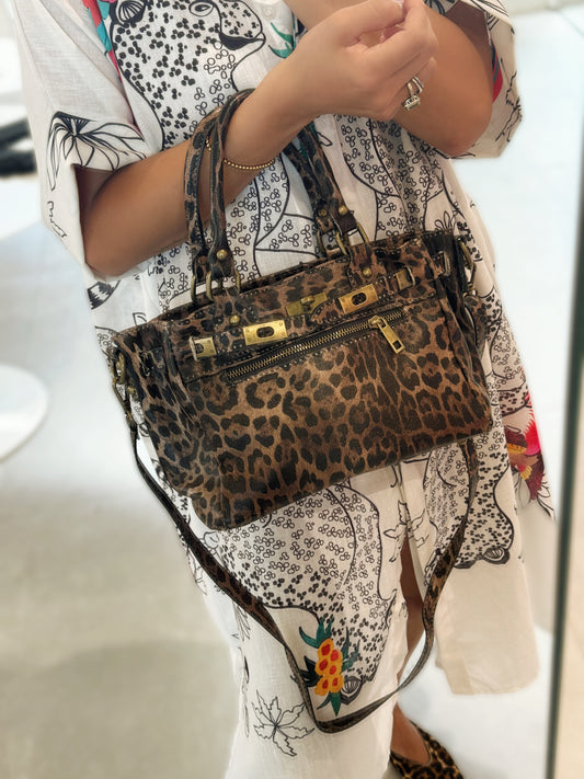 Leather leopard purse