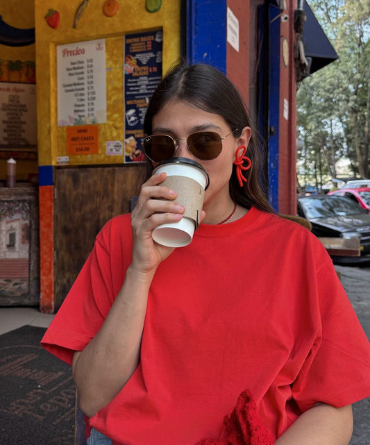 Red bow Earring