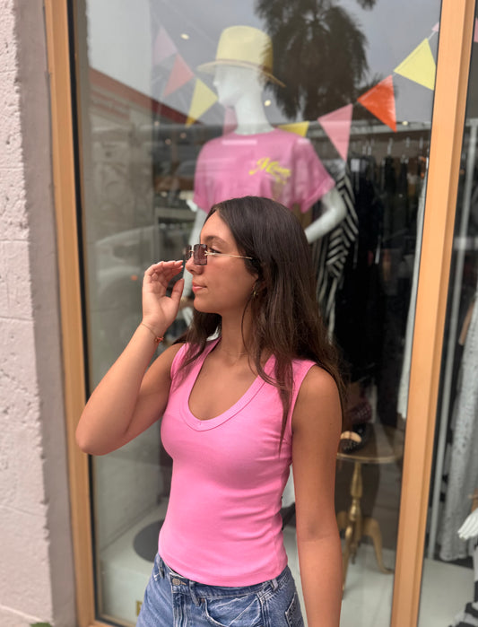 Pink V-neck Tank
