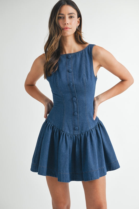 Buttoned Denim Dress